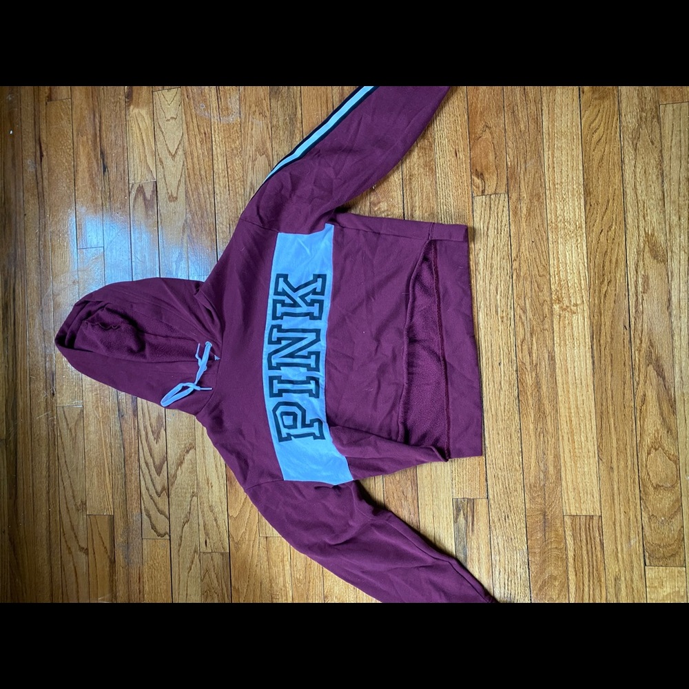 Pink crop top hoodie